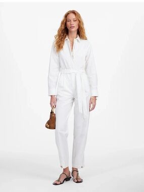 MADEWELL Utility Coverall Straight Leg Jumpsuit Women’s Small White Cotton NWT